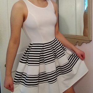 "Blue Rain" White Striped Dress